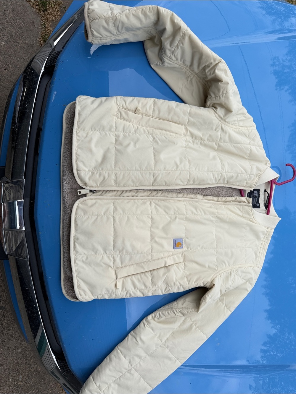 Carhartt Cream Quilted Lined Jacket with Sherpa Lining